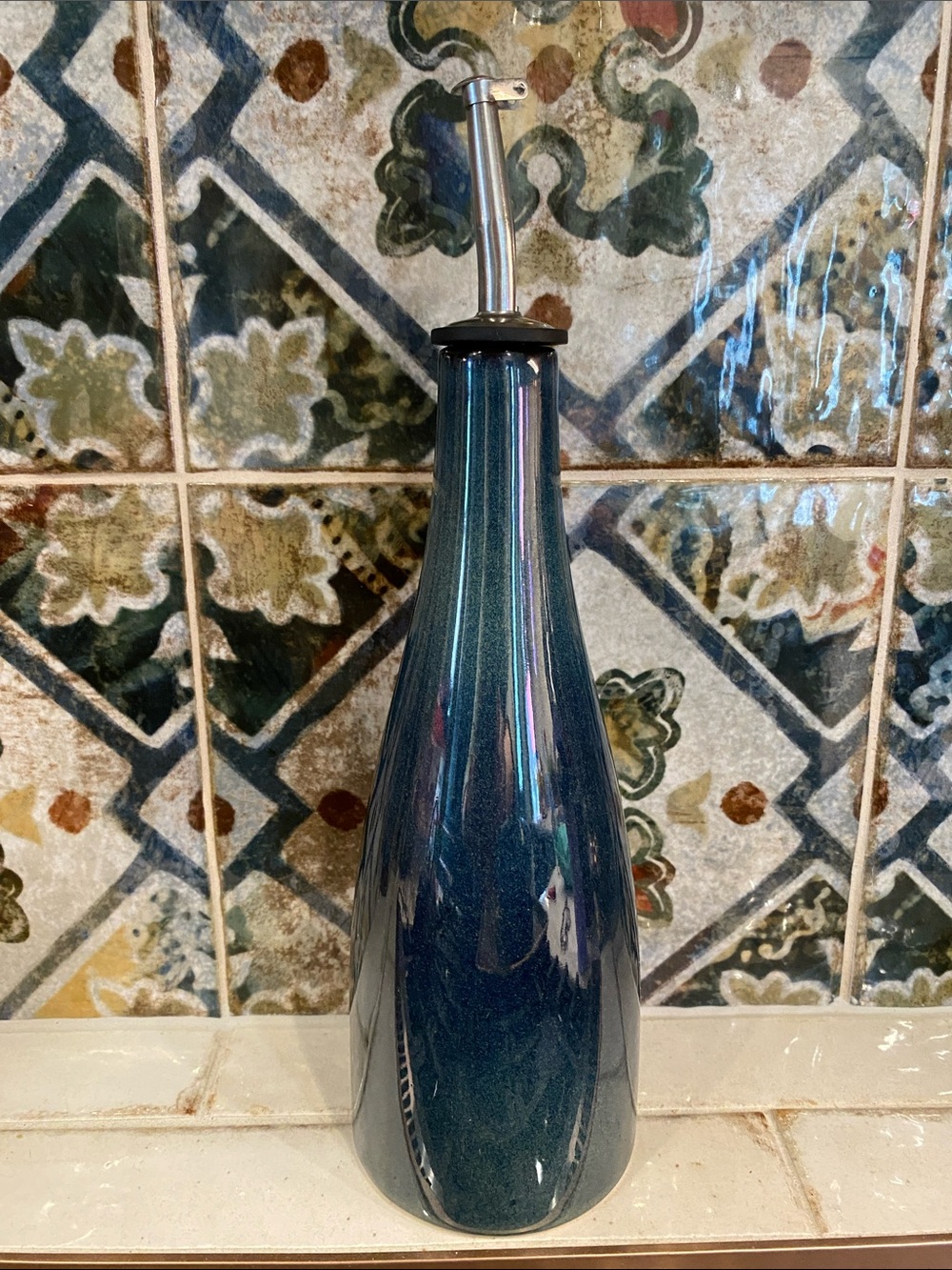 Blue Ceramic Oil Dispenser by
